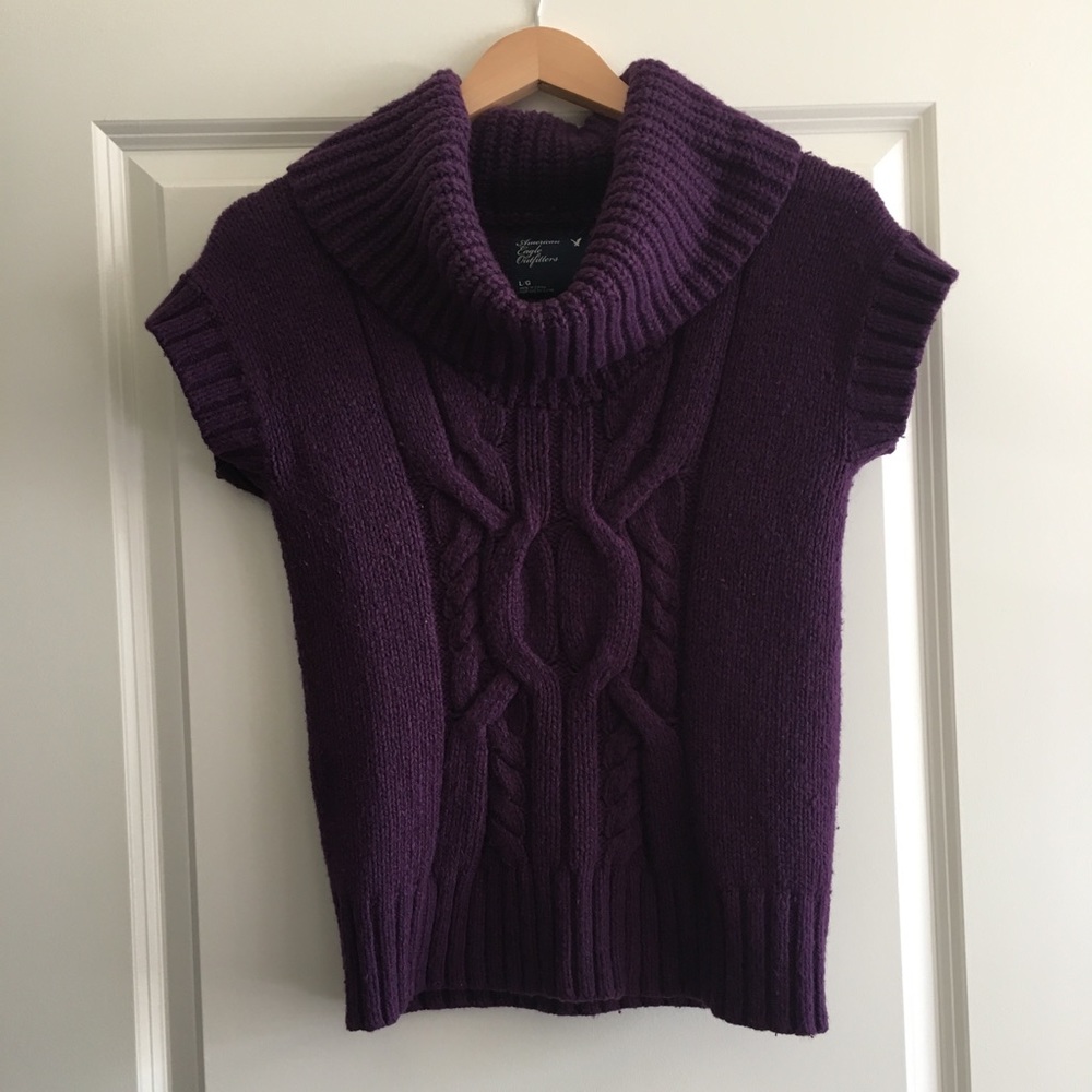 American Eagle Short Sleeve Cowl Neck Sweater
